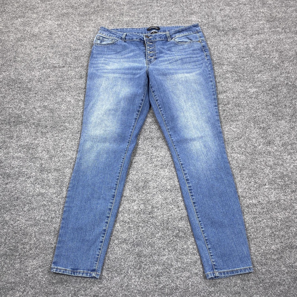 D. Jeans Jeans Womens 14 34x29.5 Blue Mid Rise‎ Skinny Slim Stretch Medium Wash